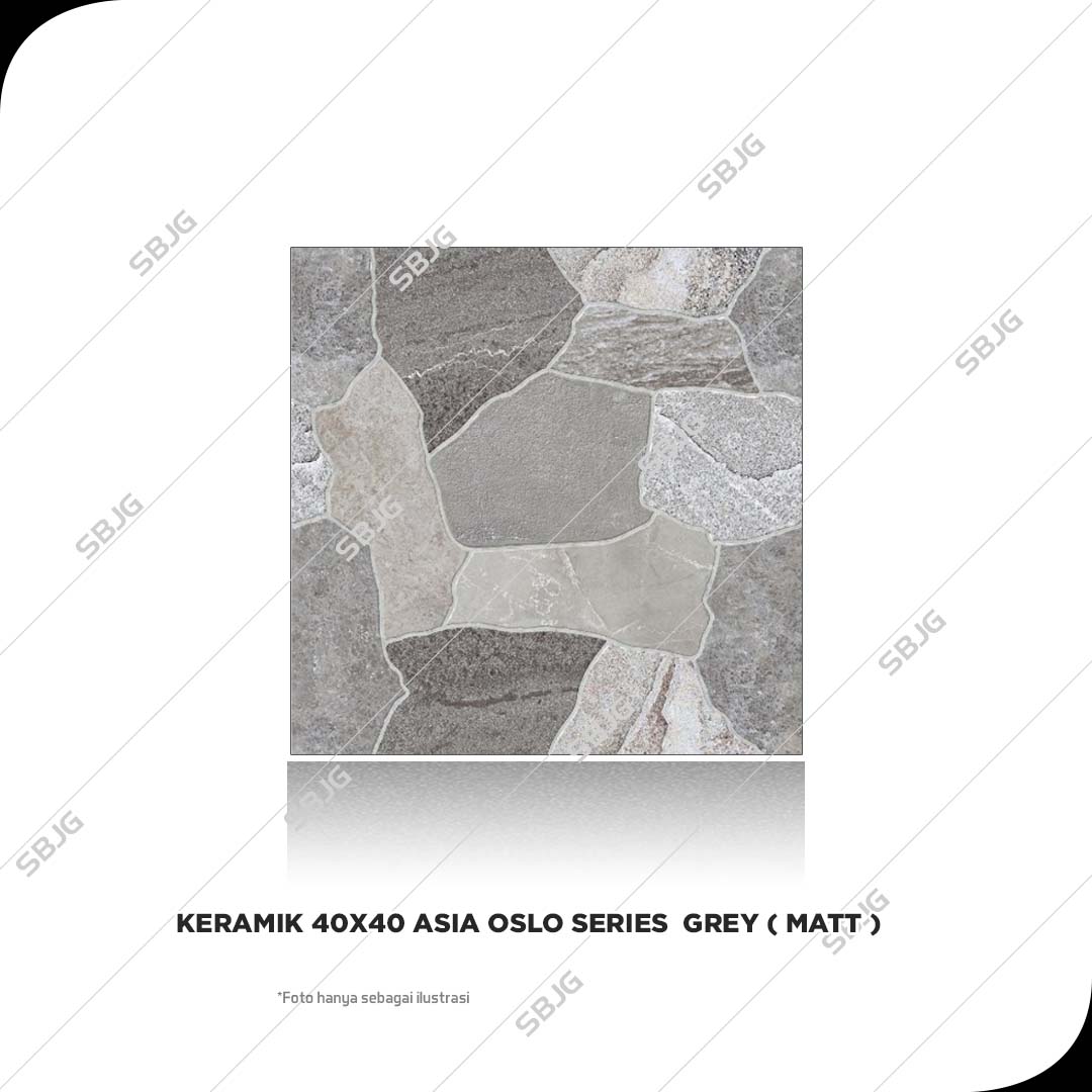 KERAMIK 40x40 ASIA OSLO SERIES GREY (MATT ) - Supermartketbangunan.com